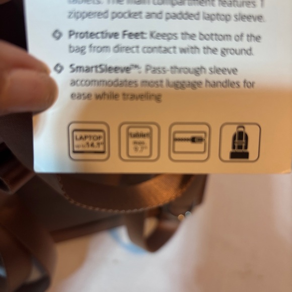 New With Tags Women's Samsonite Executive Leather Convertible Backpack Cognac - Picture 11 of 14